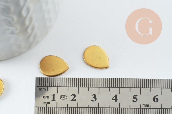 Supports cabochons goutte 10x14mm laiton brut, x10 (G2245)