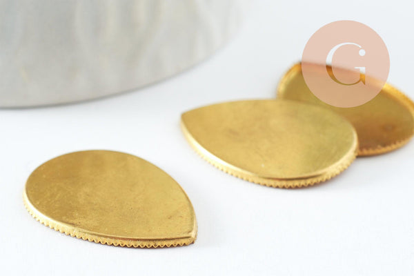 Supports cabochons goutte 18x25mm laiton brut, x10 (G2240)