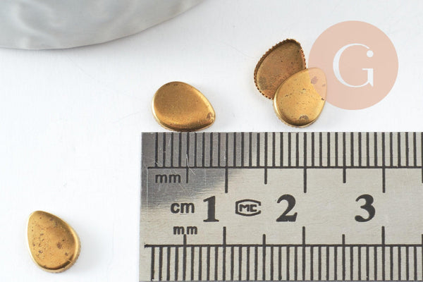 Supports cabochons goutte 6x8mm laiton brut, x20 (2gr) (G1918)