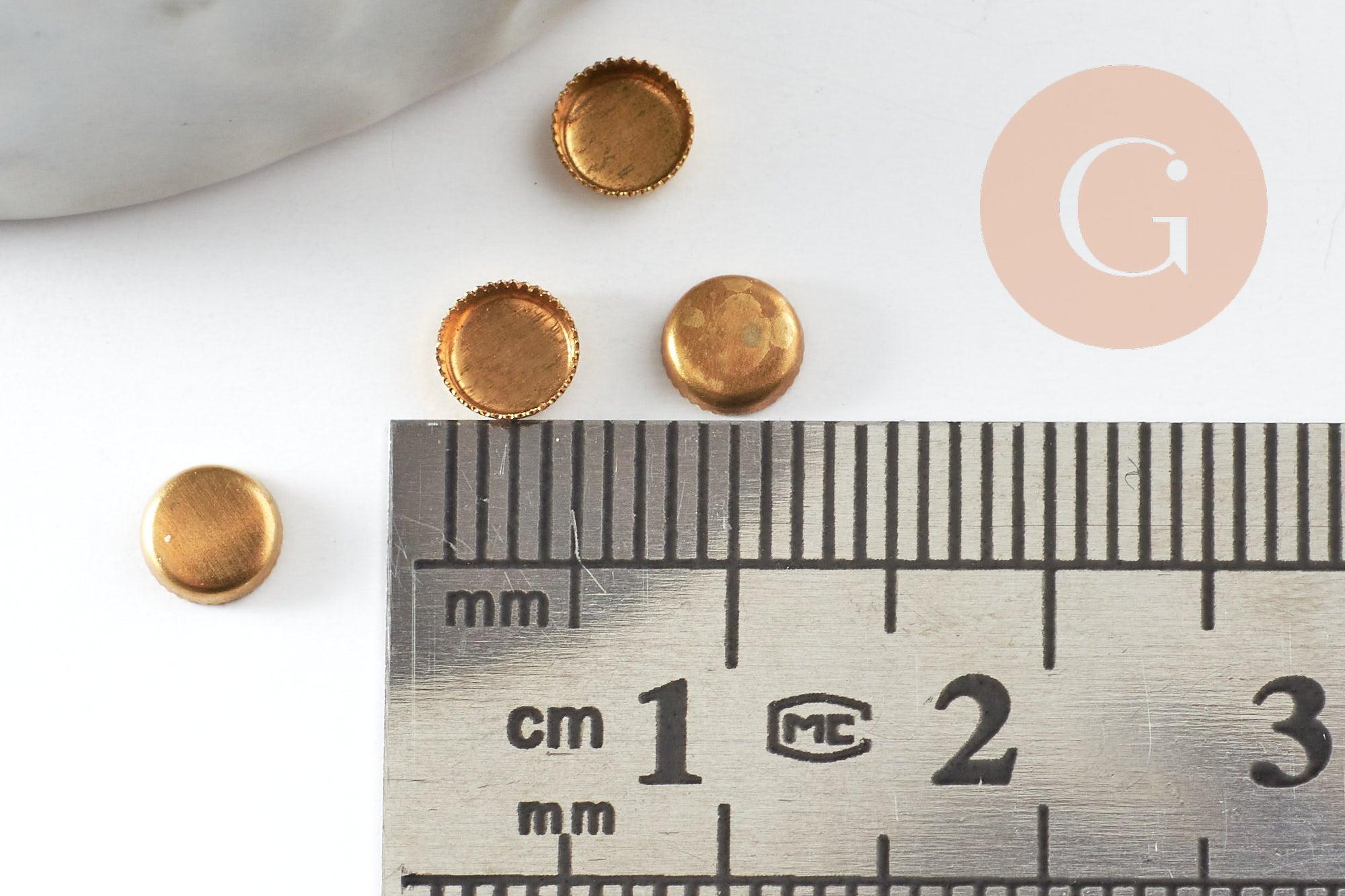 Supports cabochons ronds laiton brut 4mm, x100 (3.5gr) (G2707)