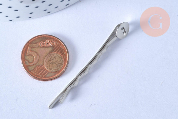 Supports de barrette fer platine avec plateau 5cm, x5 (G1441)