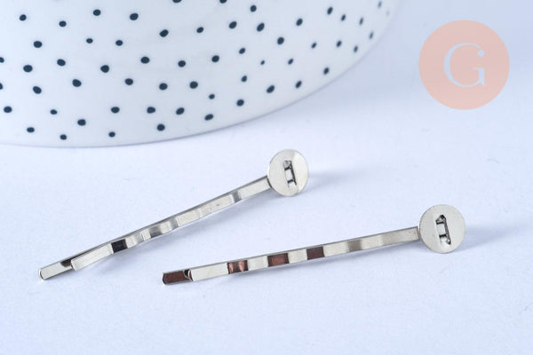 Supports de barrette fer platine avec plateau 5cm, x5 (G1441)