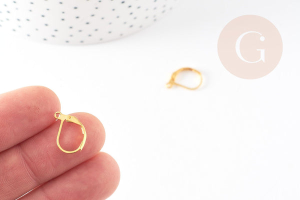 Supports de boucles dormeuses laiton doré 15mm, x20 (G1928)