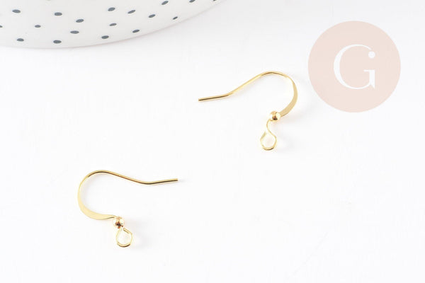 Supports de boucles hameçons avec anneau laiton doré 15mm, x20 (G5975)