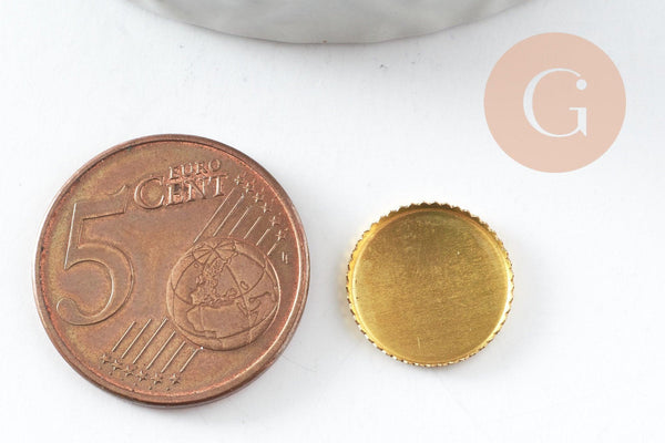 Supports de cabochon rond 12mm laiton brut, x50 (11g) (G1217)