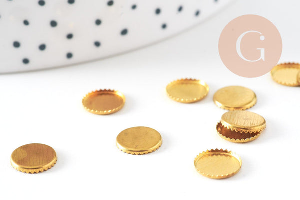 Supports de cabochon rond laiton brut 8mm, x50 (4.1g) (G0672)