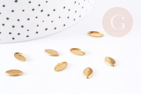 Supports de cabochons marquise horse eye laiton brut 12x6mm, x20 (1.8Gr) (G9074)