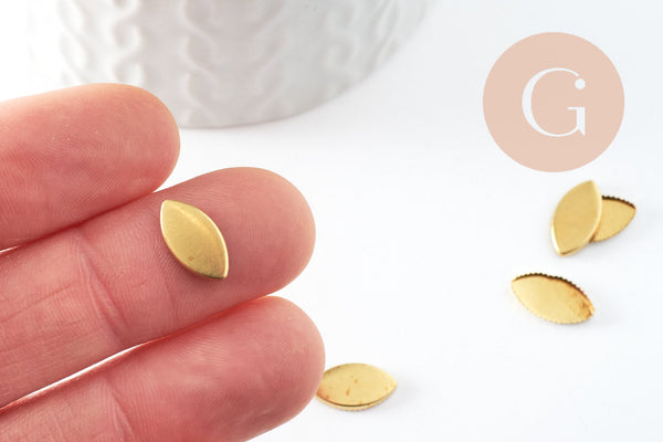 Supports de cabochons marquise oeil de cheval 12x6mm laiton brut, x20 (1.9gr) (G8763)