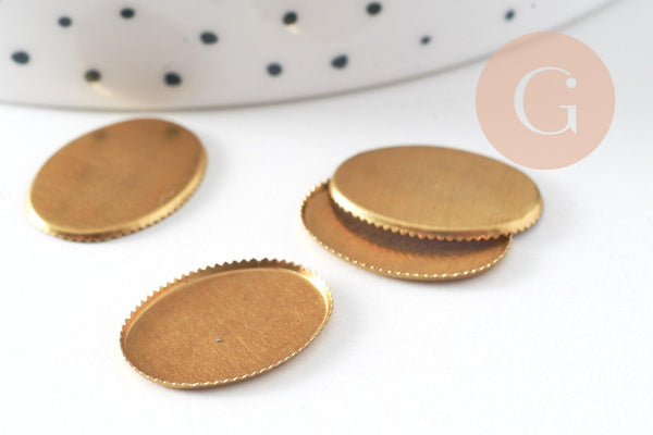 Supports de cabochons ovales 13x18mm laiton brut, x20 (3,7gr) (G0495)