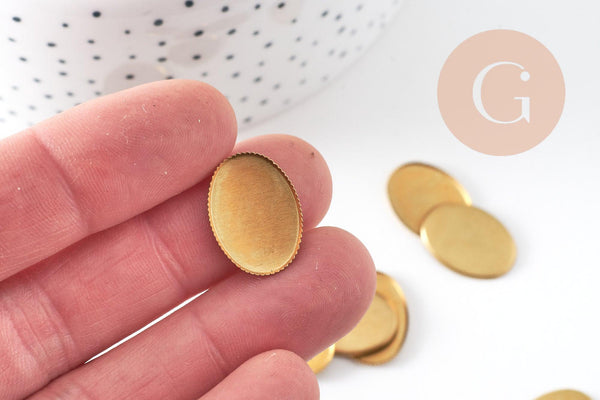 Supports de cabochons ovales 13x18mm laiton brut, x20 (3,7gr) (G0495)