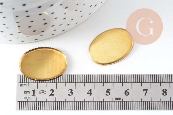Supports de cabochons ovales 18x25mm laiton brut, x20 (13.4g) (G4888)