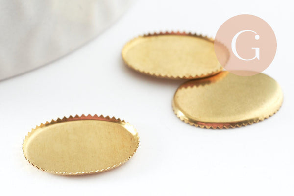 Supports de cabochons ovales laiton brut 14x10mm, x20 (3.8g) (G0671)