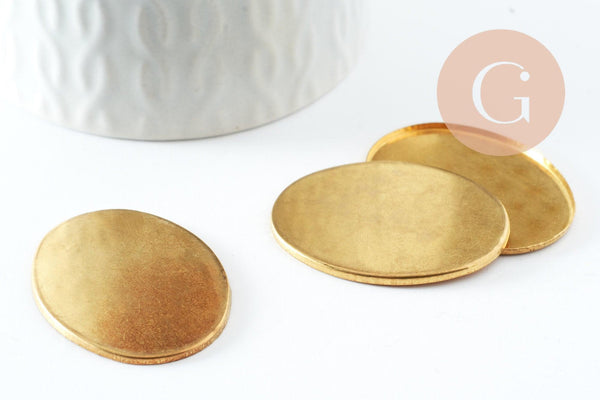 Supports de cabochons ovales laiton brut 40x30mm, x2 (G2006)