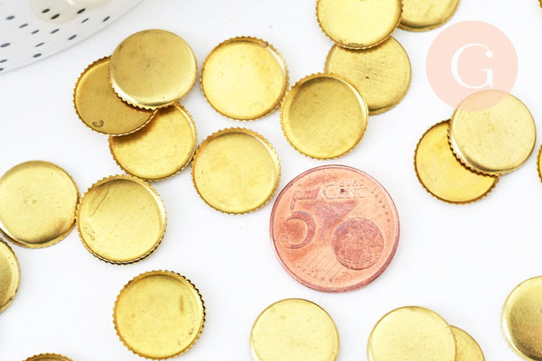 Supports de cabochons rond laiton brut 14mm, x20 (G4889)