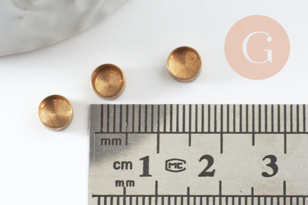 Supports de cabochons ronds 5mm laiton brut, x20 (G2002)