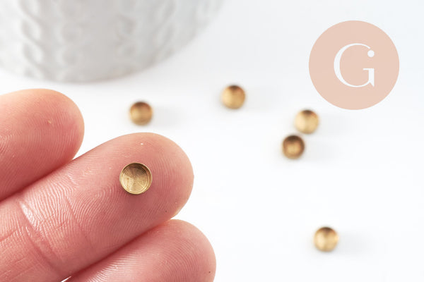 Supports de cabochons ronds 5mm laiton brut, x20 (G2002)