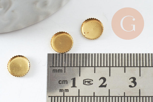 Supports de cabochons ronds laiton brut 7mm, x20 (G4903)