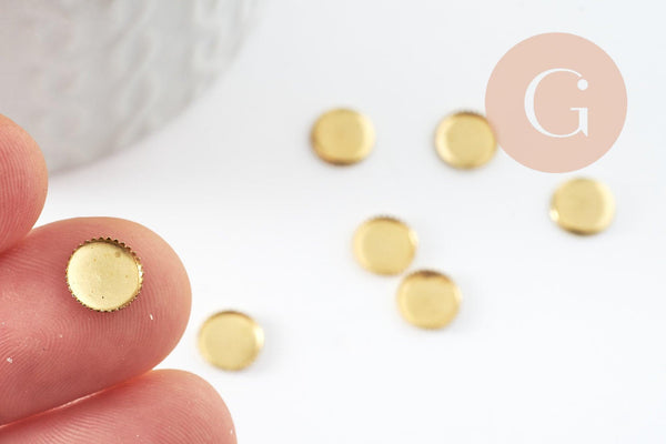 Supports de cabochons ronds laiton brut 7mm, x20 (G4903)