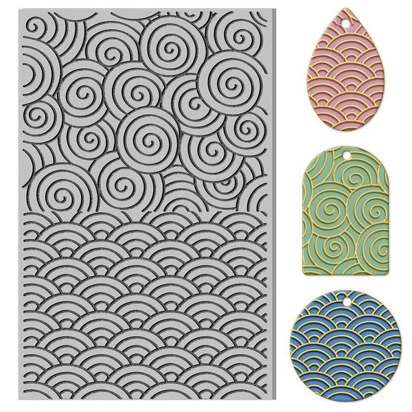 Tapis de texture pour pâte polymère spirales & vagues 65 x100mm, x1 (G10676)