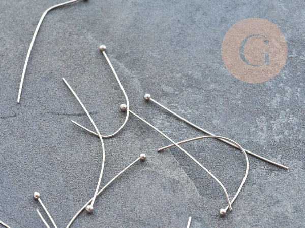 Tiges clous à tête boule laiton platine 35mm, x50 (G10019)