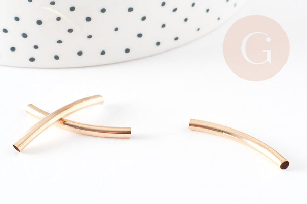 Tubes courbes laiton doré 30mm, x 50 (10.6gr) (G5015)