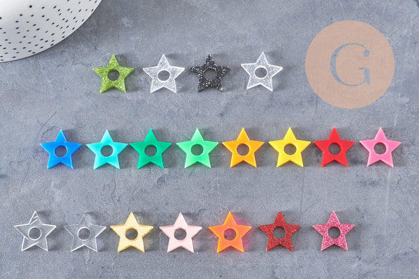 Pendentif étoile acrylique 20mm, x2 (G11085)