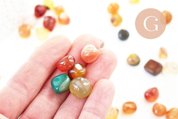 Agate naturelle multicolore brute roulée 15-25mm, x20 grammes (G3677)