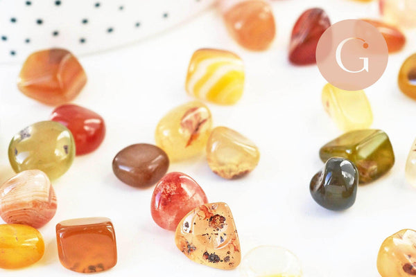 Agate naturelle multicolore brute roulée 15-25mm, x20 grammes (G3677)