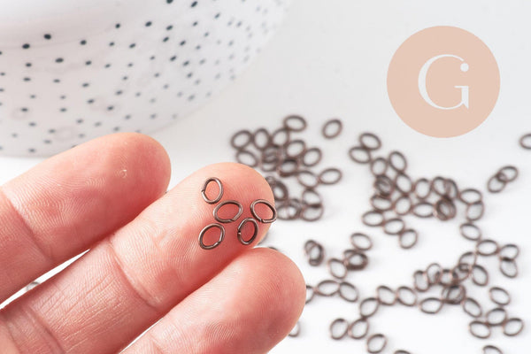 anneaux ovales fer cuivre 5mm, x 100 (G1919)