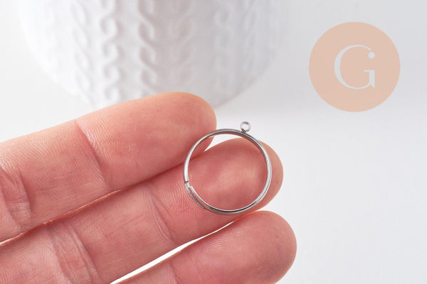 bague réglable acier inoxydable 304 platine avec anneau 3mm/18mm, x2 (G9908)