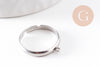 bague réglable acier inoxydable 304 platine avec anneau 3mm/18mm, x2 (G9908)