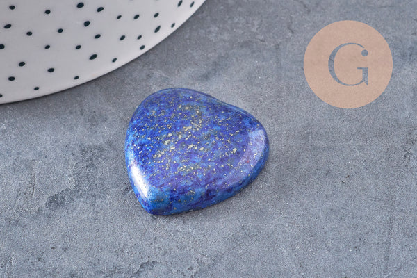 cabochon coeur pierre naturelle et de synthèse 29-30mm, x1 (G3995)