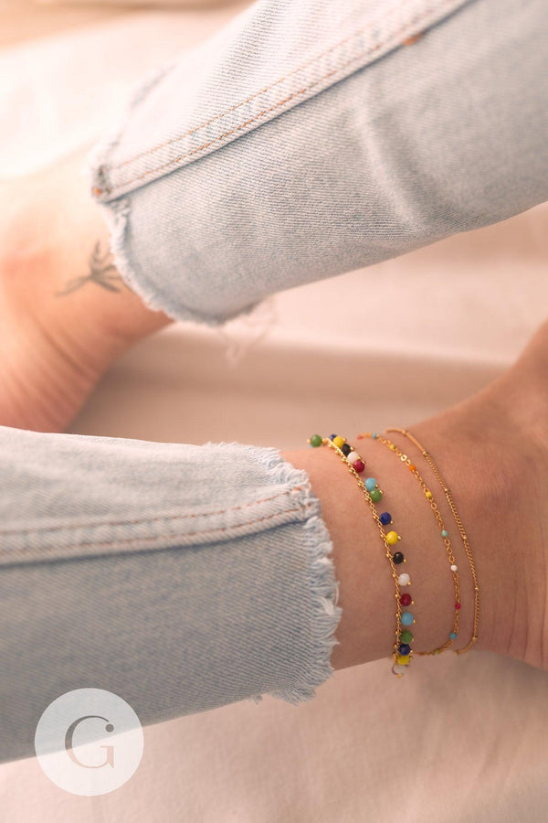 chaine de cheville acier 304 inoxydable satellite doré 14k chaine dorée 1.5/23cm, x1 (G4362)