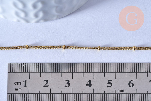 chaine de cheville acier 304 inoxydable satellite doré 14k chaine dorée 1.5/23cm, x1 (G4362)