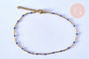 chaine de cheville acier doré 14k résine bleu foncé chaine dorée 1.5-2mm/23cm, x1 (G5405)
