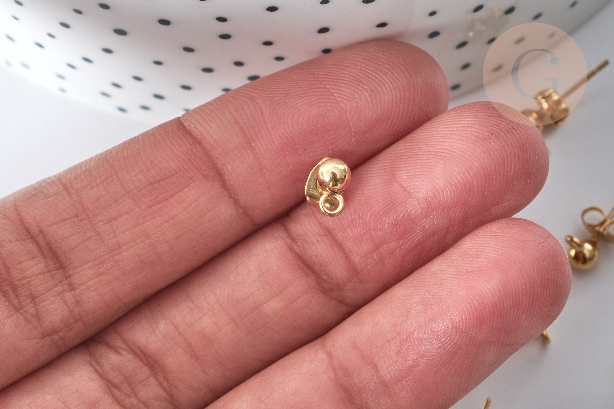 clous puces oreille boule acier doré IP inoxydable 14k anneau et fermoir 4mm, x10-20 ou 50 (G7697)