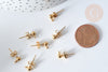 clous puces oreille boule acier doré IP inoxydable 14k anneau et fermoir 4mm, x10-20 ou 50 (G7697)