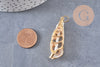 coquillage naturel blanc doré 43-47mm, pendentif argent création bijoux, x1 (G2087)