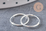 Créoles fine argent 925 massif 14mm, x2 (G5412)