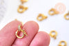 Fermoir à clipser anneau laiton doré 18k zircons 14mm, x1 (G5607)