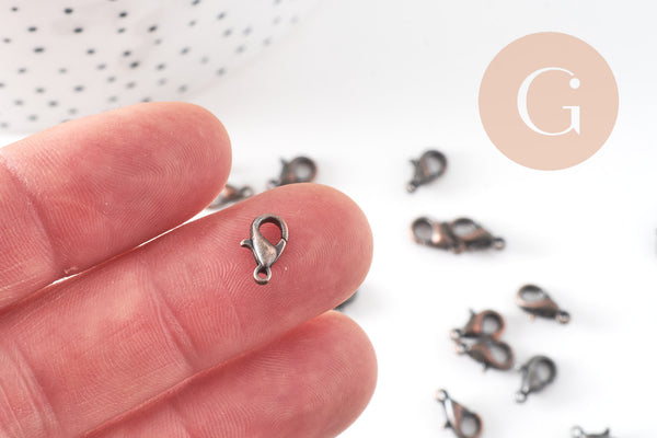 fermoir mousqueton zamac cuivre 10mm, x20 (G0997)