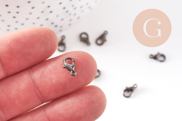 fermoirs mousquetons noirs metalgun 10mm, x20 (G0996)