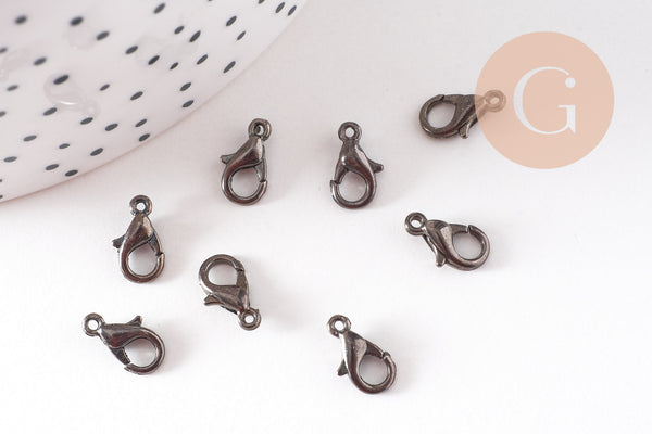 fermoirs mousquetons noirs metalgun 10mm, x20 (G0996)