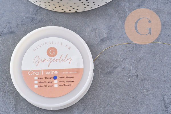 fil de cuivre doré 0.4mm, x1 bobine de 12 mètres (G2552)