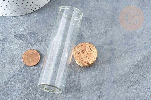 flacon éprouvette en verre borosilicate bouchon en liège 10cm, flacon décoration mariage fête, x1 (G7432)