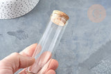 flacon éprouvette en verre borosilicate bouchon en liège 10cm, x1 (G7432)