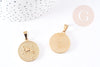 Pendentif médaille ronde Bélier acier 304 inoxydable doré à graver, x1 (G6114)