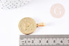 Pendentif médaille ronde capricorne acier doré 29mm, x1 G0818