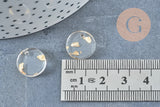 pendentif disque acétate transparent feuille d'or, Perle géométrique ronde pour création bijoux 13.5mm, x5 G4659