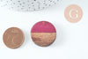 pendentif disque bois résine prune,bois naturel,perles bois,Perle géométrique,perle ronde,perle ronde bois,25mm,x5 G4639